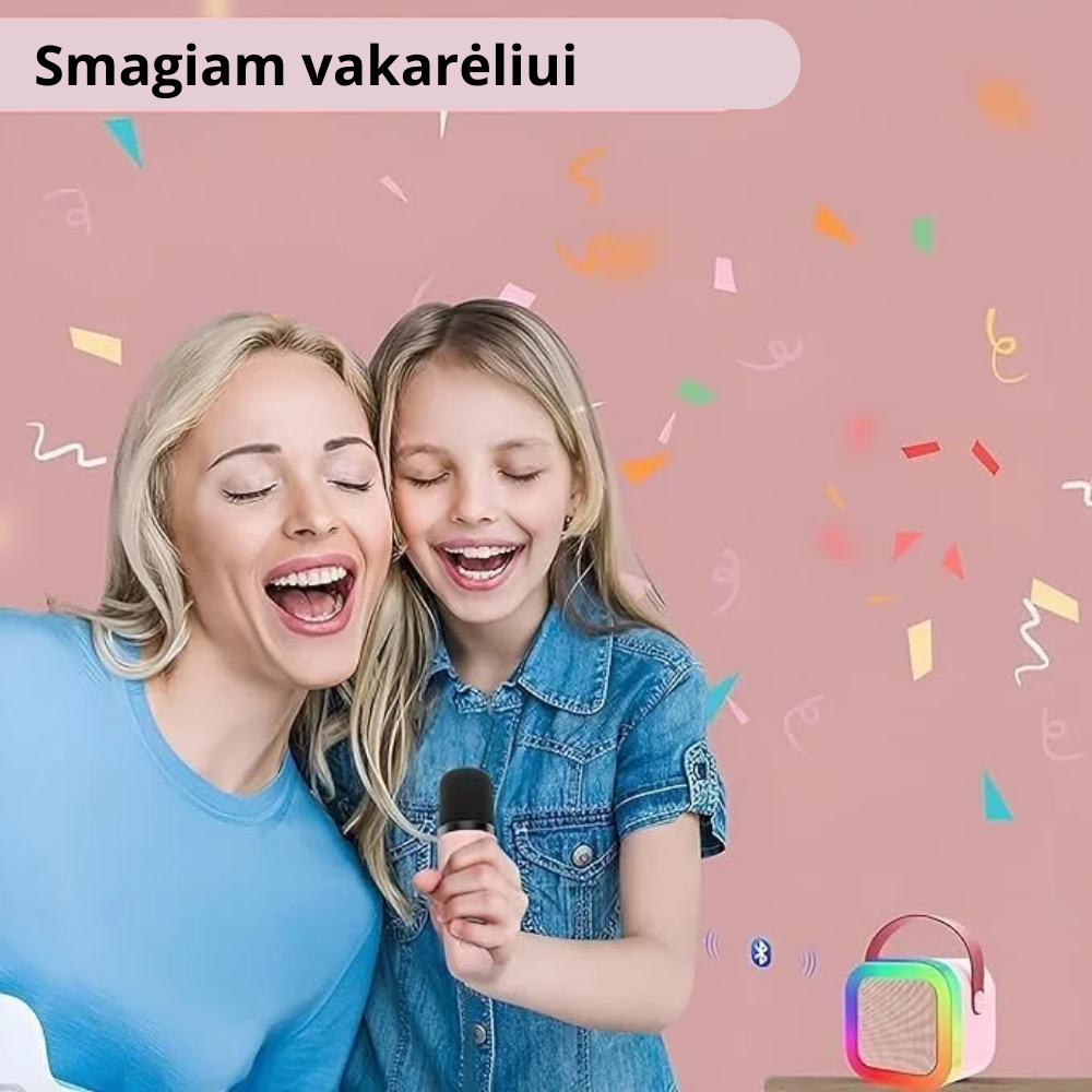 Nešiojama karaoke sistema su 2 mikrofonais